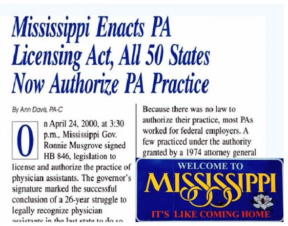 Mississipi Enact PA Law Composite | The Physician Assistant Life Mississipi Enact PA Law Composite