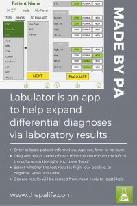 Labulator is an app to help expand differential diagnoses via laboratory results Made by PA