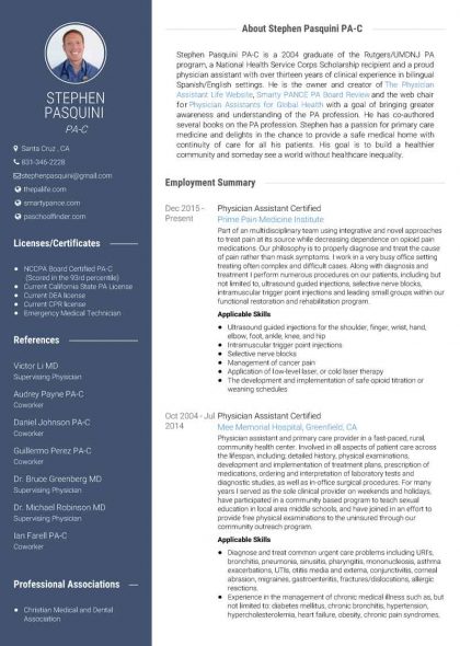 Physician Assistant Resume Sample