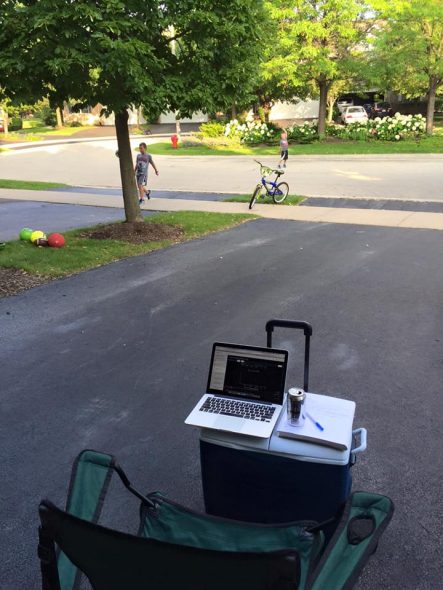 Studying in our driveway while watching our boys | The Physician Assistant Life