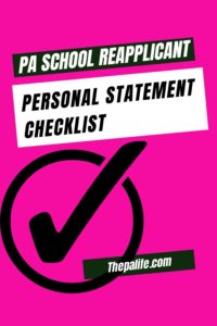 PA School Reapplicant Personal Statement Revision Checklist