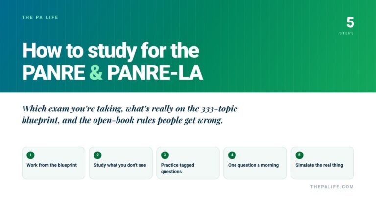 How to study for the PANRE and PANRELA | The Physician Assistant Life How to study for the panre and panre la a five step plan from the pa life covering which exam youre taking the 333 topic blueprint and the open book rules