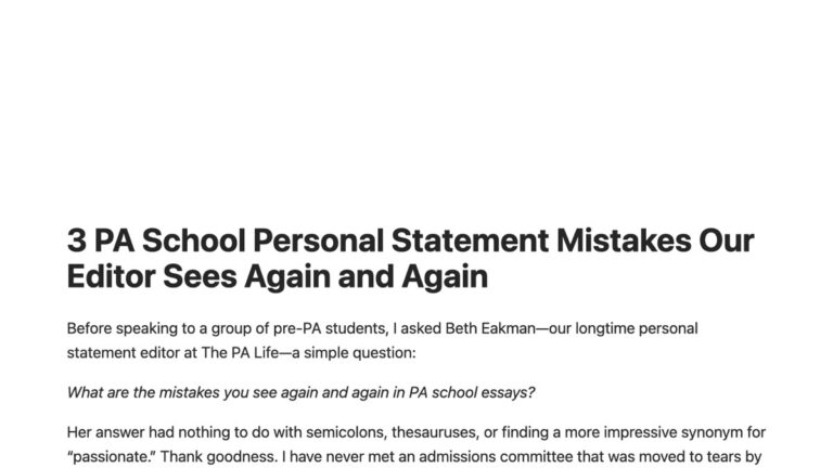 personalstatementmistakesfeatured | The Physician Assistant Life Heading 3 pa school personal statement mistakes our editor sees again and again with the opening paragraph introducing the topic of pa school essays